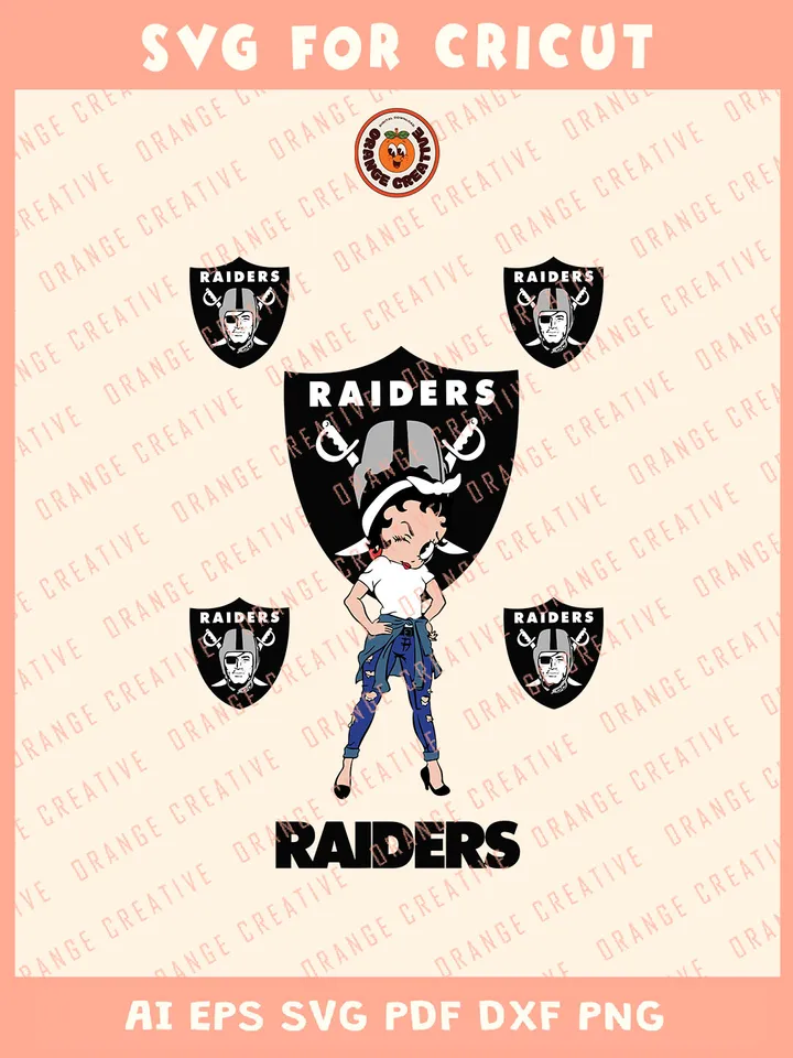 Las Vegas Raiders x Betty Boop Svg, NFL Las Vegas Raiders Team Svg, NFL Football SVG for cricut, Raiders Team Gift For Girls, Svg Files for Cricut, Png, Dxf, Digital Download