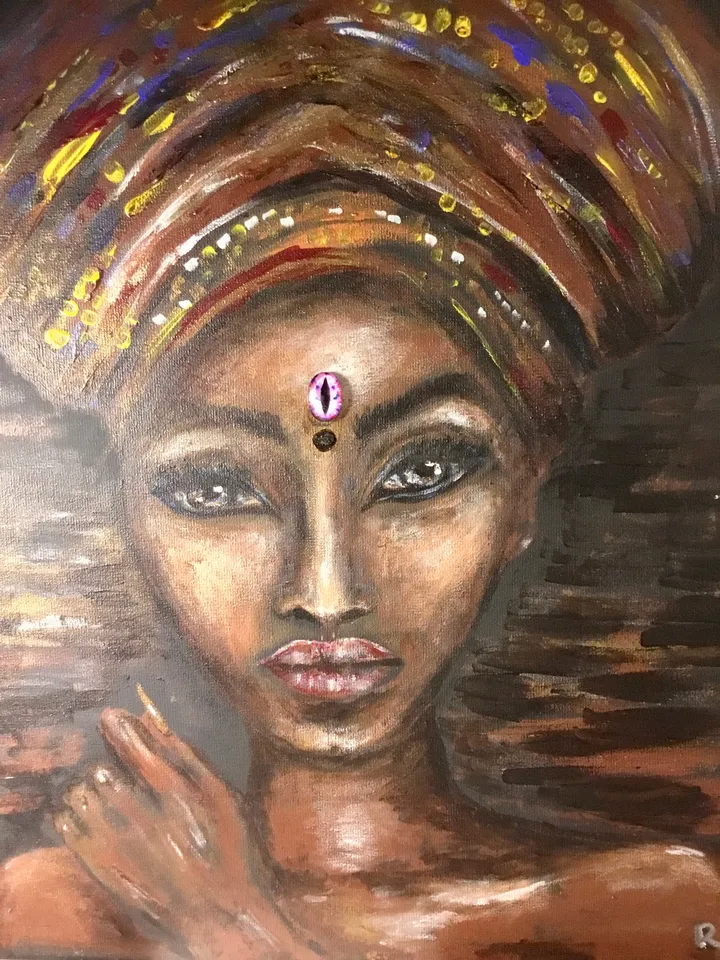 Beautiful woman in a headscarf painting,african woman painting,canvas wall art.