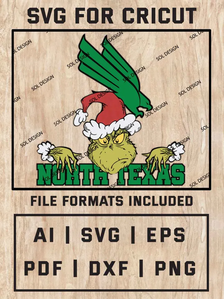 Grinch North Texas Mean Green SVG, NCAA SVG Design, NCAA North Texas Mean Green SVG, NCAA Mean Green Cricut, Christmas Svg, Grinch svg, Digital Download
