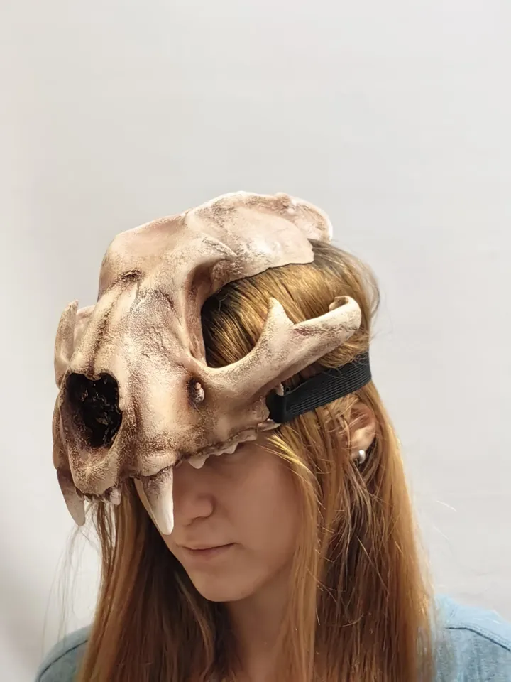 Lynx Skull Crown | Cat Skull Helmet | Realistic Animal Skull on head | tribal headpiece | Headpiece skull | ritual mask | pagan
