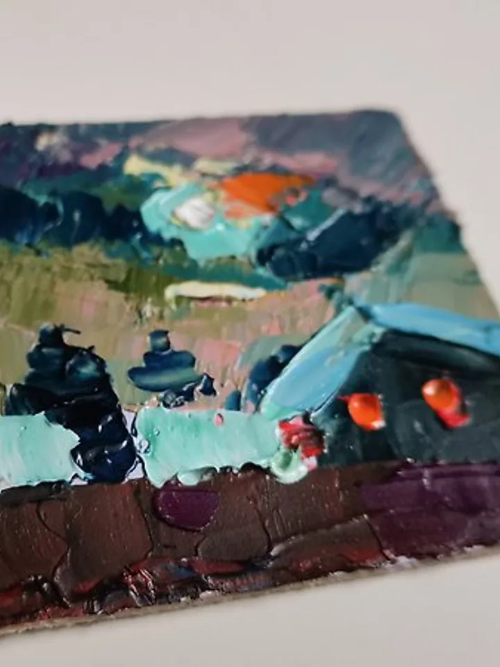 Night Painting 油畫原作 Moon Original Art 手工油畫 Oil Painting 掛畫 Winter landscape