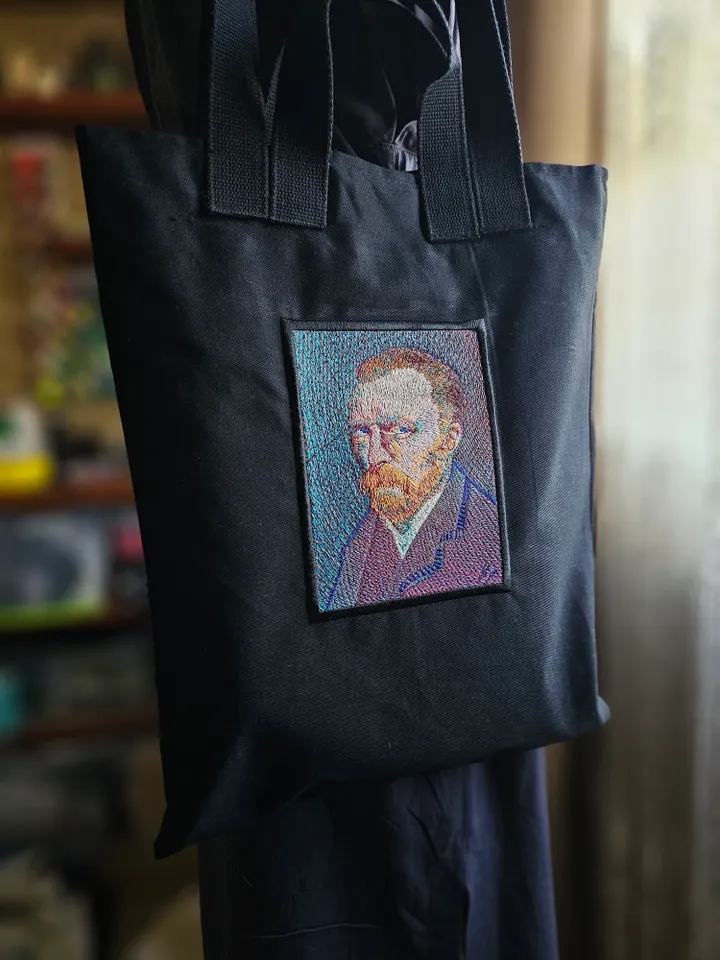 Van Gogh embroidered shopper bag.