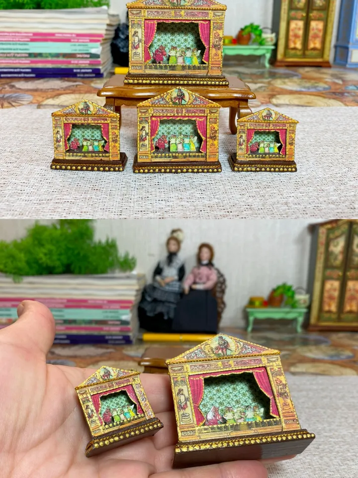 Tutorial. Puppet theater 1:12. Miniature dollhouse.