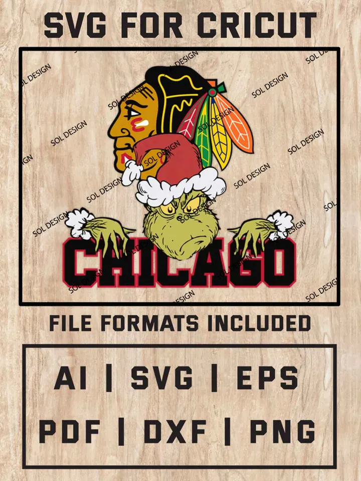 Grinch Chicago Blackhawks SVG, NHL Logo SVG Design, NHL Chicago Blackhawks SVG, NHL Blackhawks Cricut, Christmas Svg, Grinch svg, Digital Download