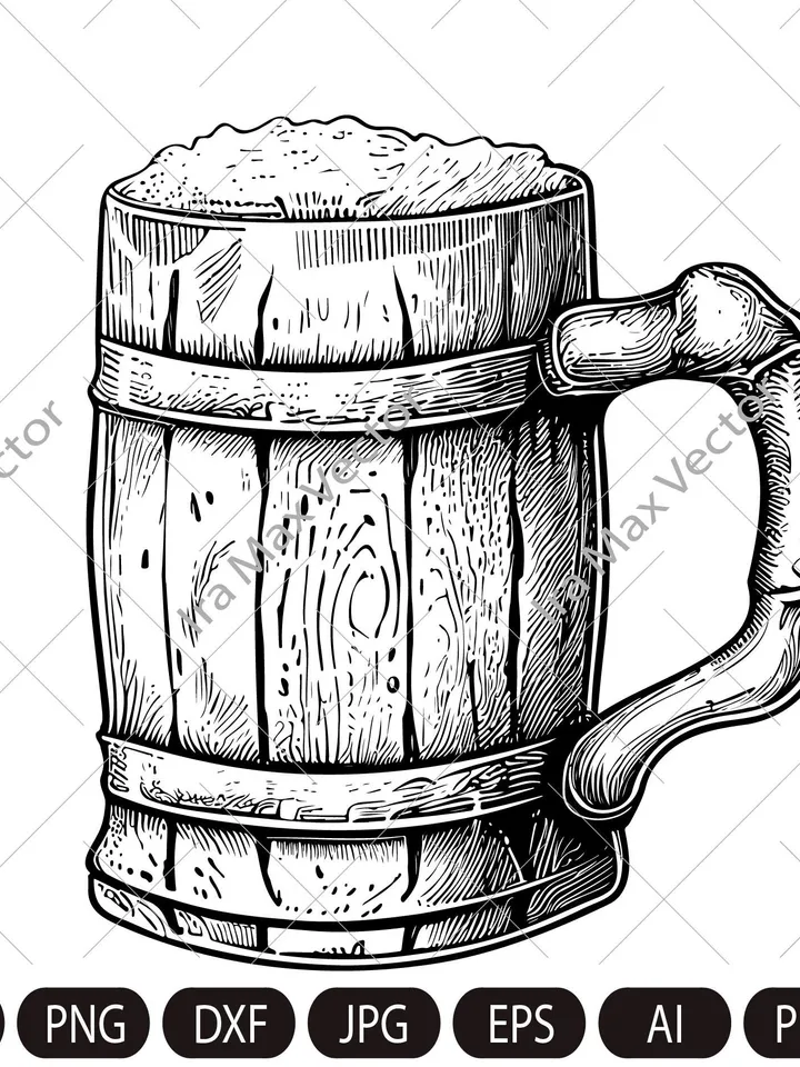 Beer Mug Svg, Alcohol Svg, Wooden Beer Mug , Beer Clipart, Wine and Beer svg, Cheers And Beers Svg, Drinking Dad Svg, Beer Babe Svg, Liquid