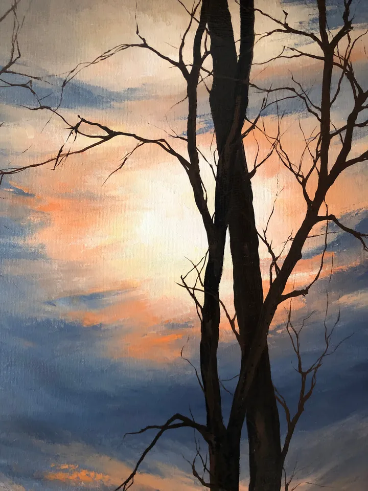 Forest Painting Original Sunset Landscape Painting Misty Forest Wall Art