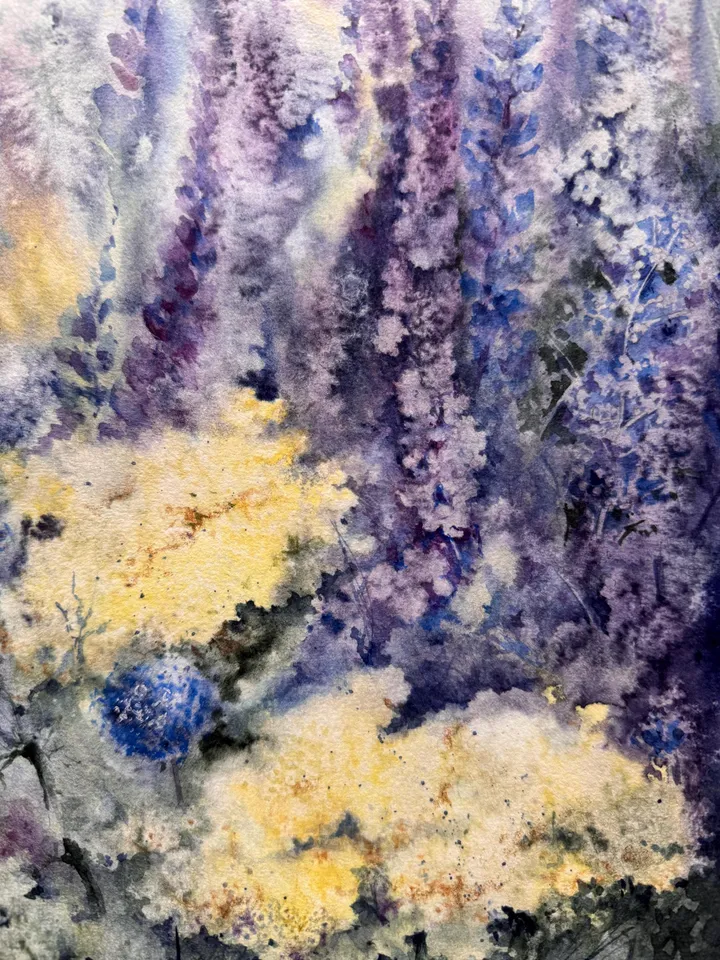 Wildflowers Original Painting Floral Watercolor Meadow Painting Field Wall Art
