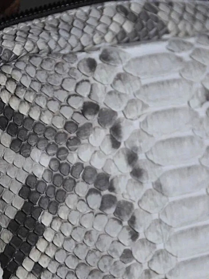 Smalll woman genuine python skin elegant grey snake print clutch | small every day purse| exotic leather bag | gift for her | snakeskin bag