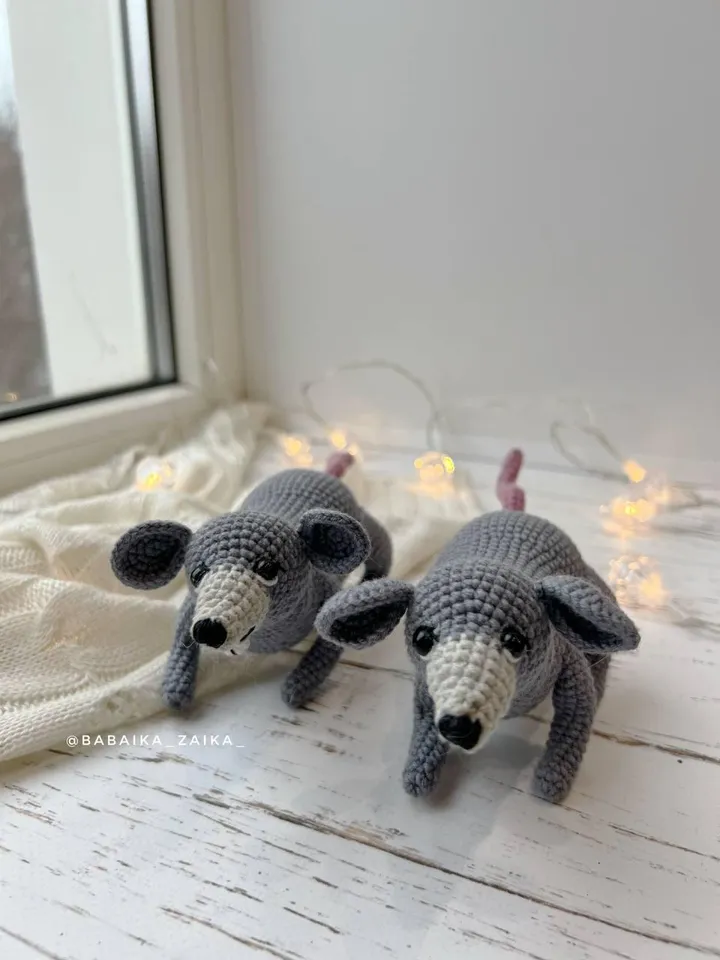 PDF Crochet Funny Realistic Rat Pattern,  Amigurumi Little Rat Pattern, Crochet mice, Crochet small mouse, Crochet Animal Amigurumi Cute Rat