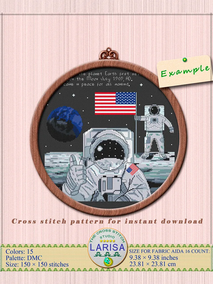 Apollo 11 Cross Stitch Pattern | Moon Landing | Lunar Landing