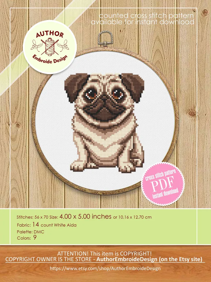 Dog breeds cross stitch pattern PDF download Set of 4 pet cross stitch chart, Needlepoint dog pattern digital PDF, 5 inch cross stitch #K69