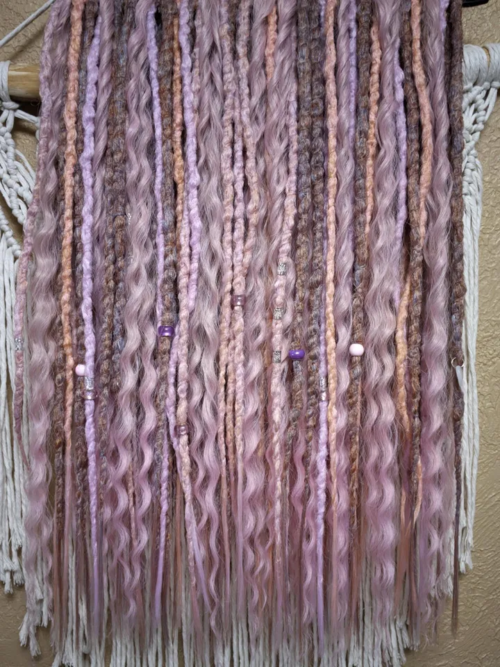 Ready to ship Full set of dreadlock extensions Pastel Double Ended dreads with curls and accessories