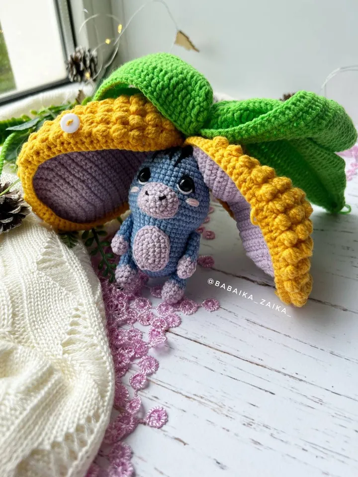PDF Crochet Corn Donkey Amigurumi Pattern,  Crochet Fruits Pattern, Cute amigurumi Donkey, Crochet Amigurumi fruit Toy, Small Toy Pattern