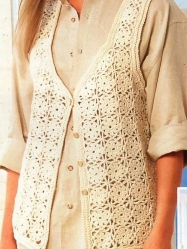 Crochet waistcoat pattern women, crochet motif sweater, summer cardigan PDF instant download