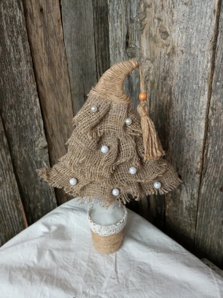 Handmade Christmas tree in eco style Rustic style Xmas gifts Christmas decor. Holidays gifts