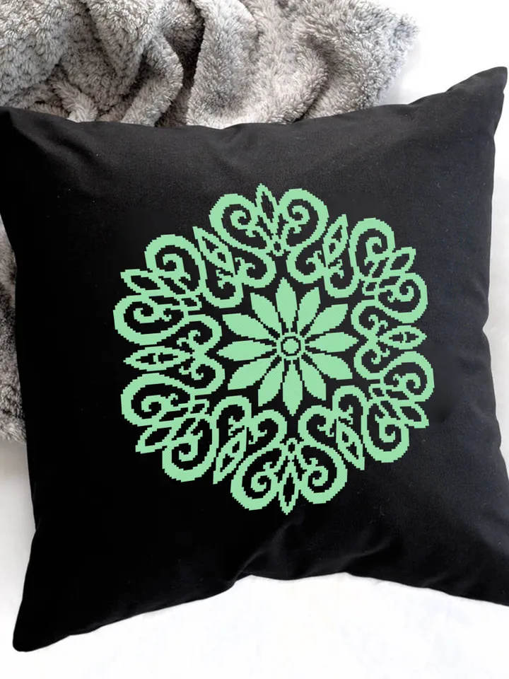 Flower mandala cross stitch pattern download PDF Simple mandala digital, Monochrome cross stitch chart, Floral ornament cross stitch #M116