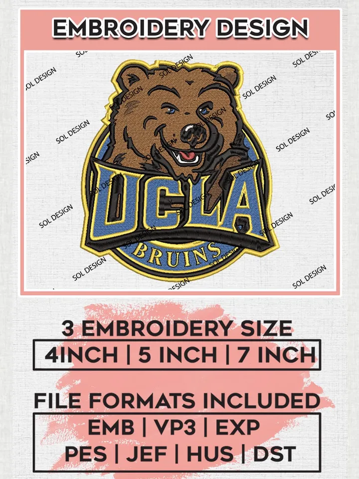 NCAA UCLA Bruins Logo Machine Embroidery Design, NCAA UCLA Bruins Embroidery Design Design files, NCAA Team Embroidery Designs, NCAA Machine Embroidery Designs, Digital Download