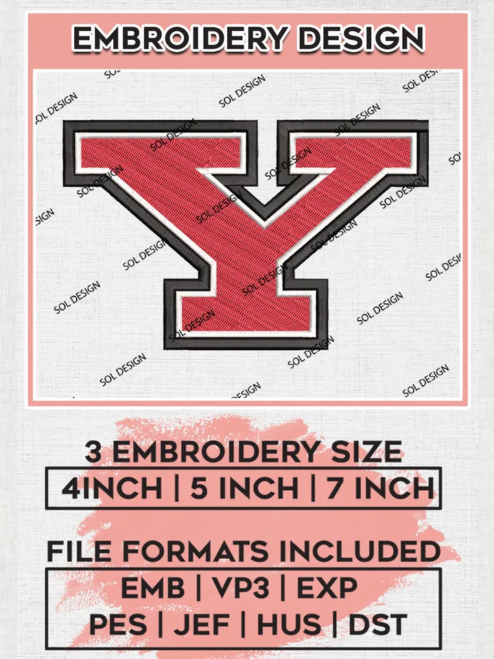 Youngstown State Penguins Logo Machine Embroidery Design, NCAA Youngstown State Penguins Embroidery Design Design files, NCAA Embroidery Designs, NCAA Machine Embroidery Designs, Digital Download