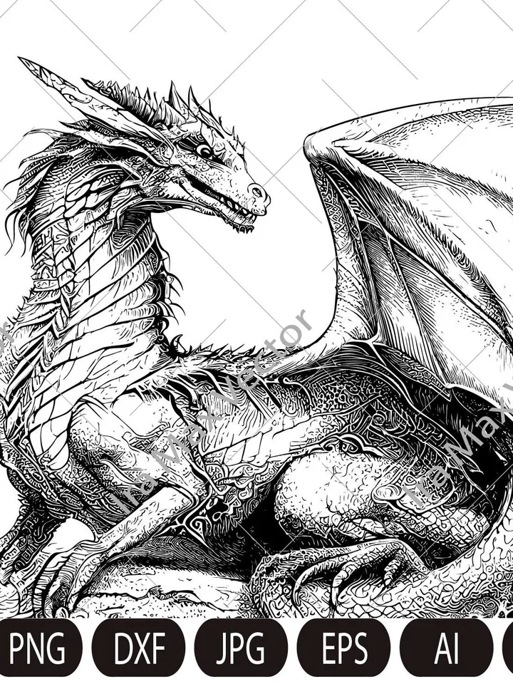Dragon svg, Dragon with wings,Dragon detailed, Dragon Clipart, Dragon Vector, Chinese Dragon,Fantasy Dragon ,Asian dragon,Dragon Silhouette
