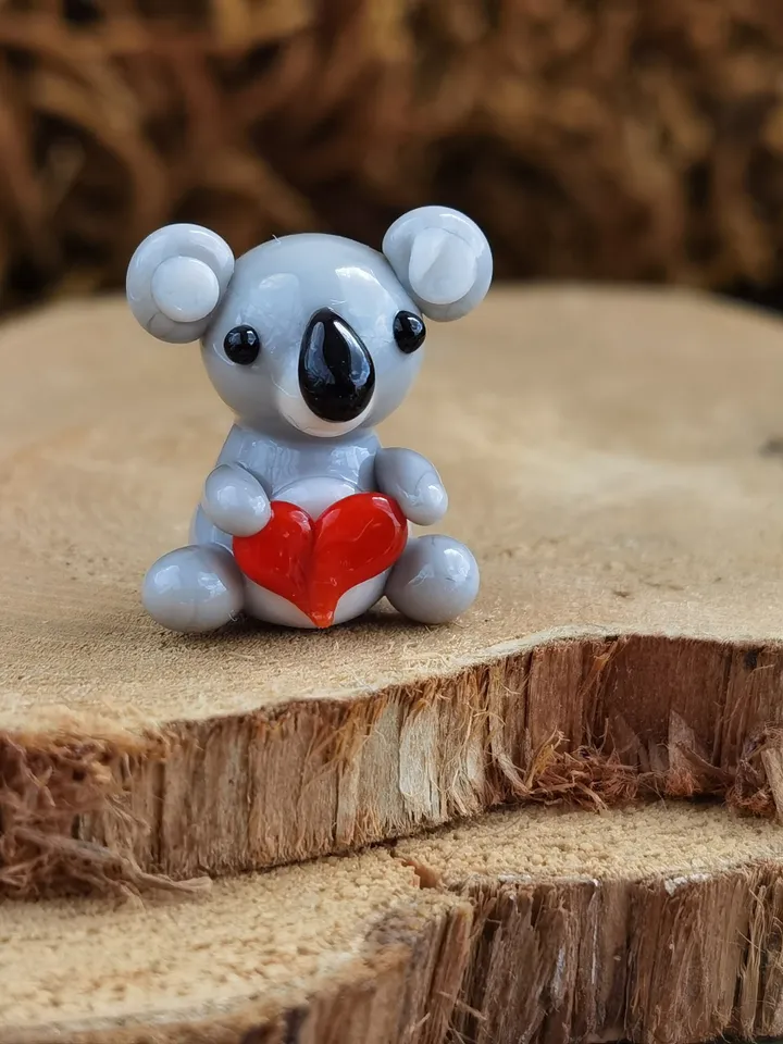 KOALA MINIATURE ANIMALS koala gifts I love you Koala figurine Koala ornament Koala Valentine Glass Koala Zen garden Terrarium figurine