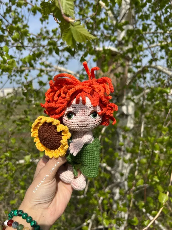 PDF Crochet Sunny Boy Pattern, Amigurumi Sunflower Pattern, Crochet Doll Boy, Sunflower Crochet Pattern, Amigurumi Funny Doll Pattern