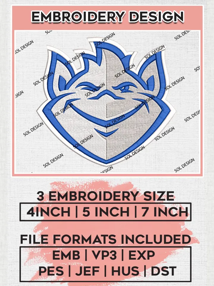 Saint Louis Billikens Mascot Logo Machine Embroidery Design, NCAA Saint Louis Billikens Embroidery Design Design files, NCAA Embroidery Designs, NCAA Machine Embroidery Designs, Digital Download