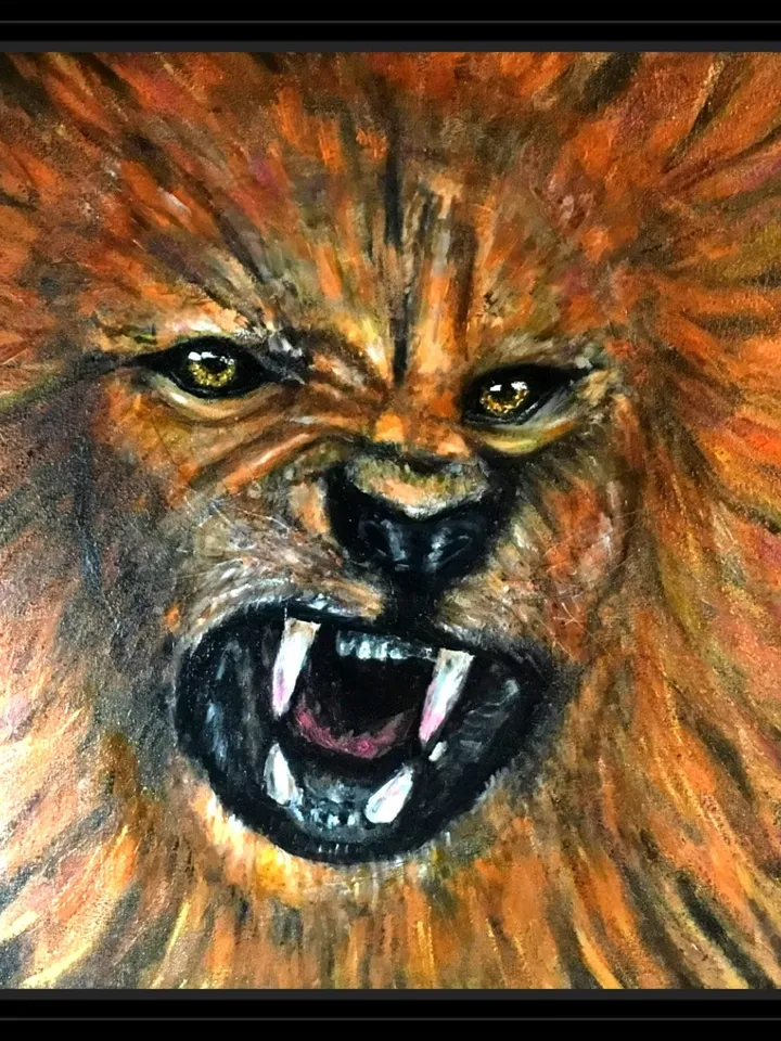 Lion painting ,roaring lion ,glow in the dark acrylic painting,canvas board,wall hanging,gift for him