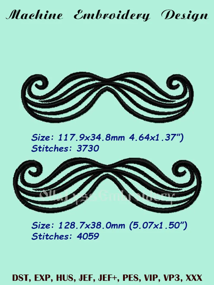 Mustache free embroidery design