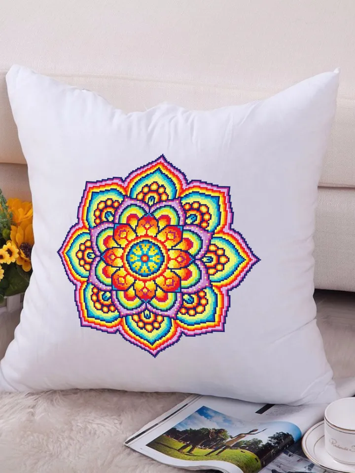 Bright mandala cross stitch pattern download PDF Colorful flower mandala ornament cross stitch chart, Mandala pattern digital PDF #M13