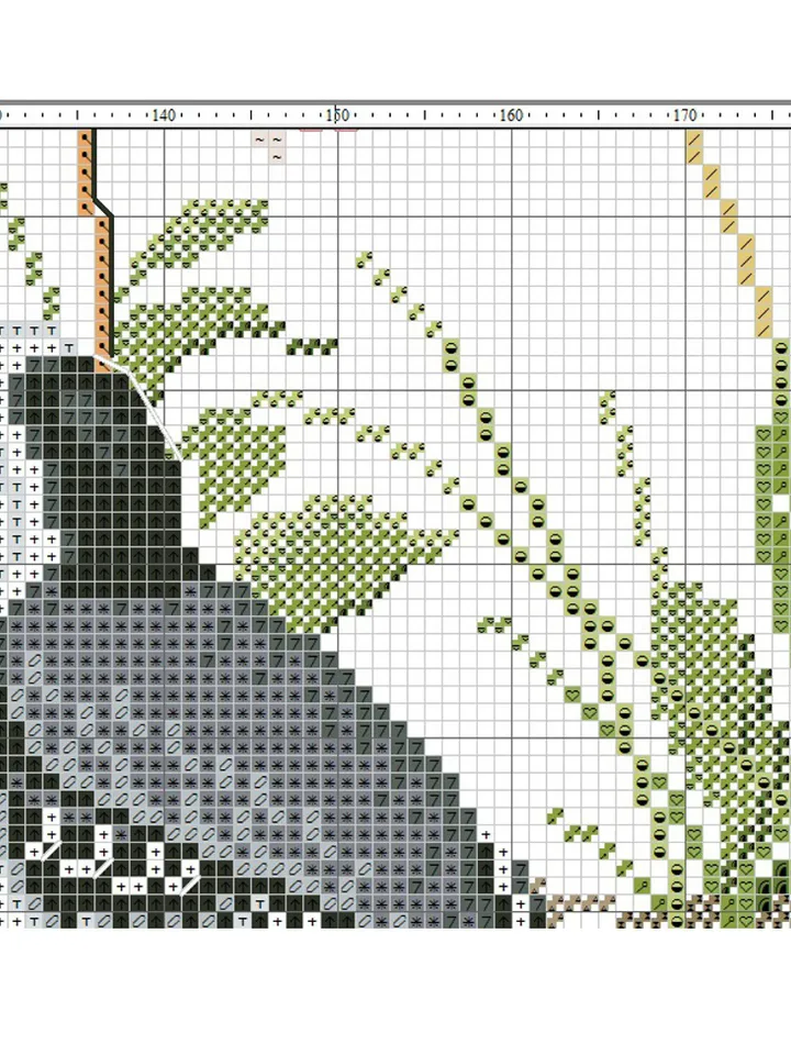 Two wagtails cross stitch pattern, two grey birds pillow cross stitch embroidery instant digital pdf