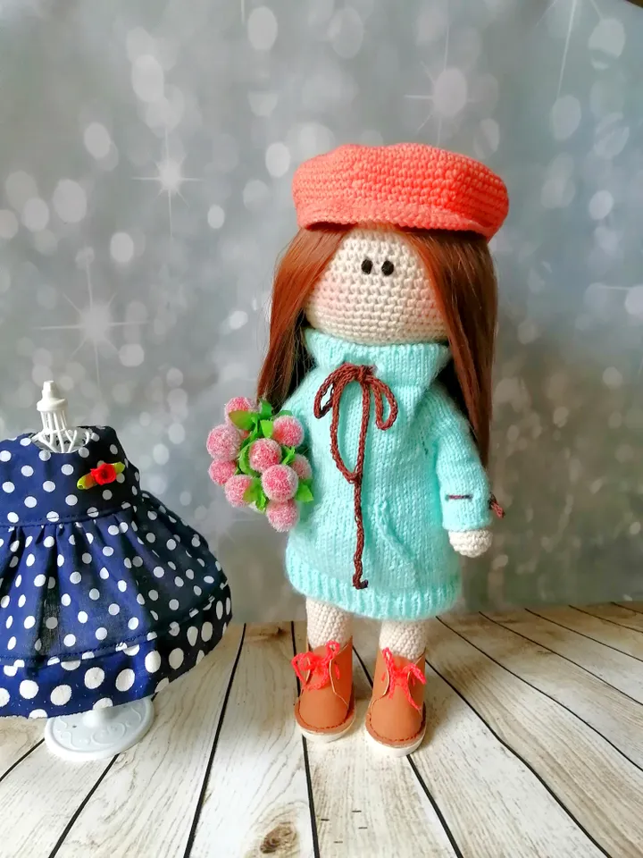 Doll, knitted doll, interior doll, game doll, doll in clothes