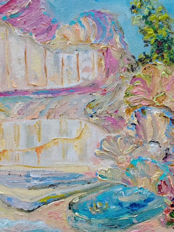 Oil painting on canvas "Shell house on the seashore"
25x20cm (10x8 inch)