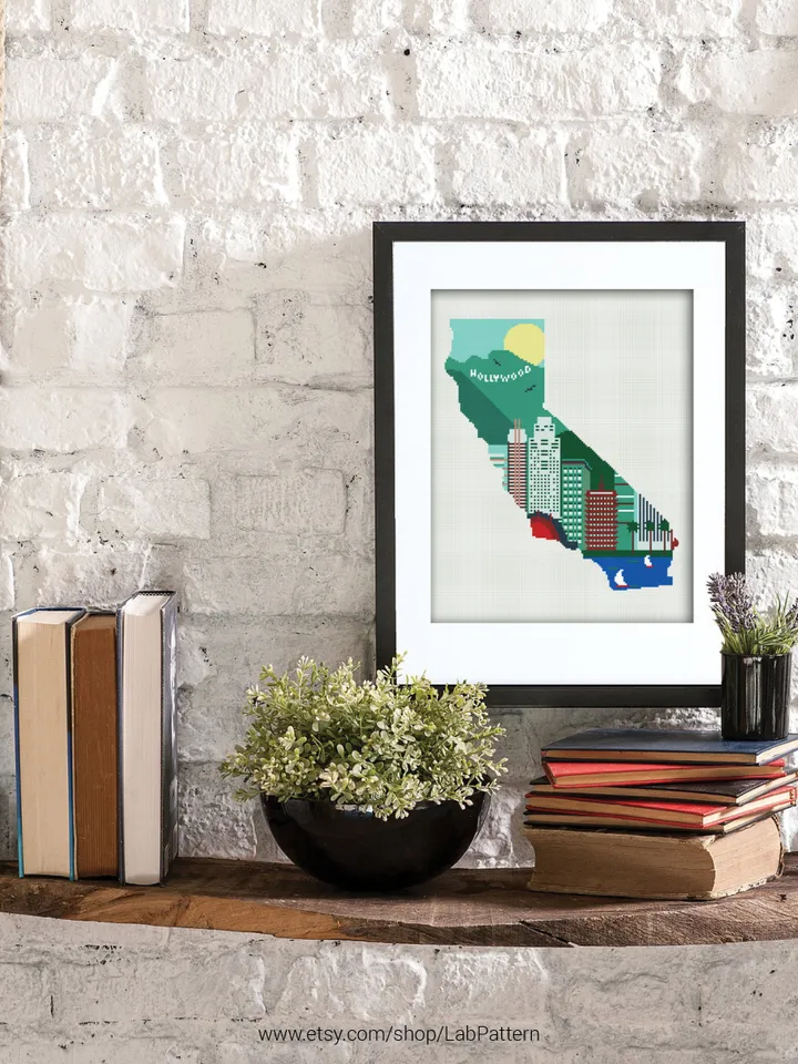 California State Silhouette Cross stitch pattern | Embroidery Pattern | Instant Download | Embroidery Designs