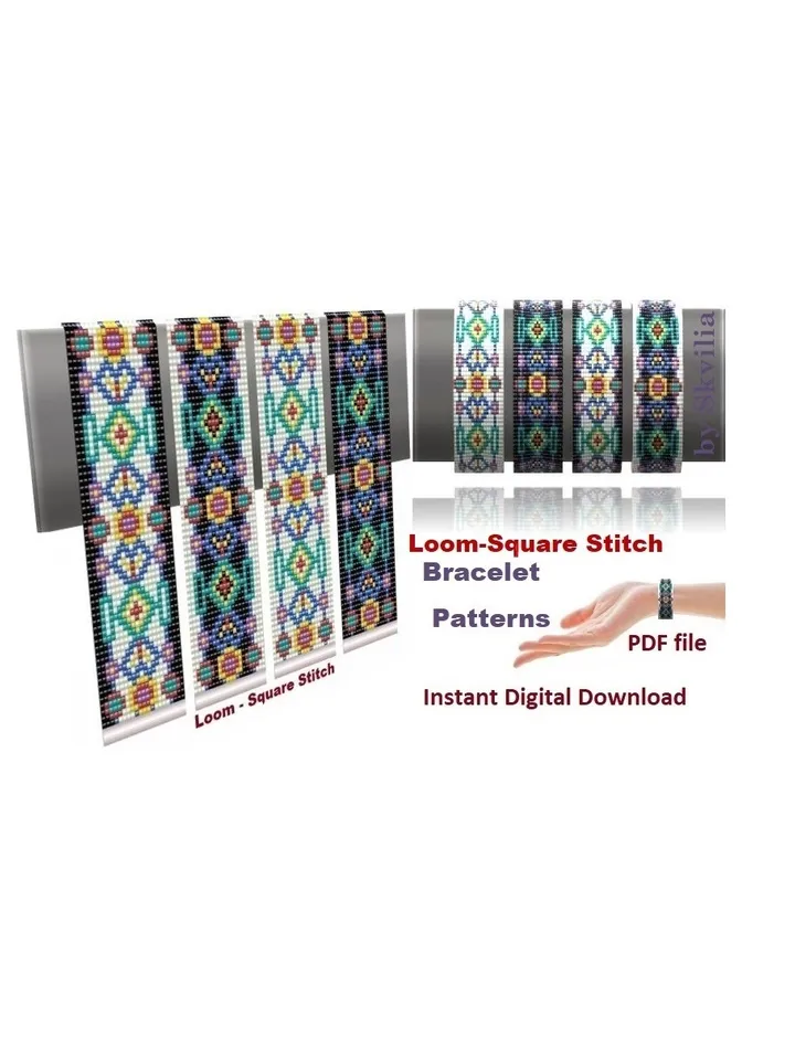 Cuff Bracelet Loom Stitch Bead Patterns Bracelet Beading Patterns Bead loom pattern Instant Download