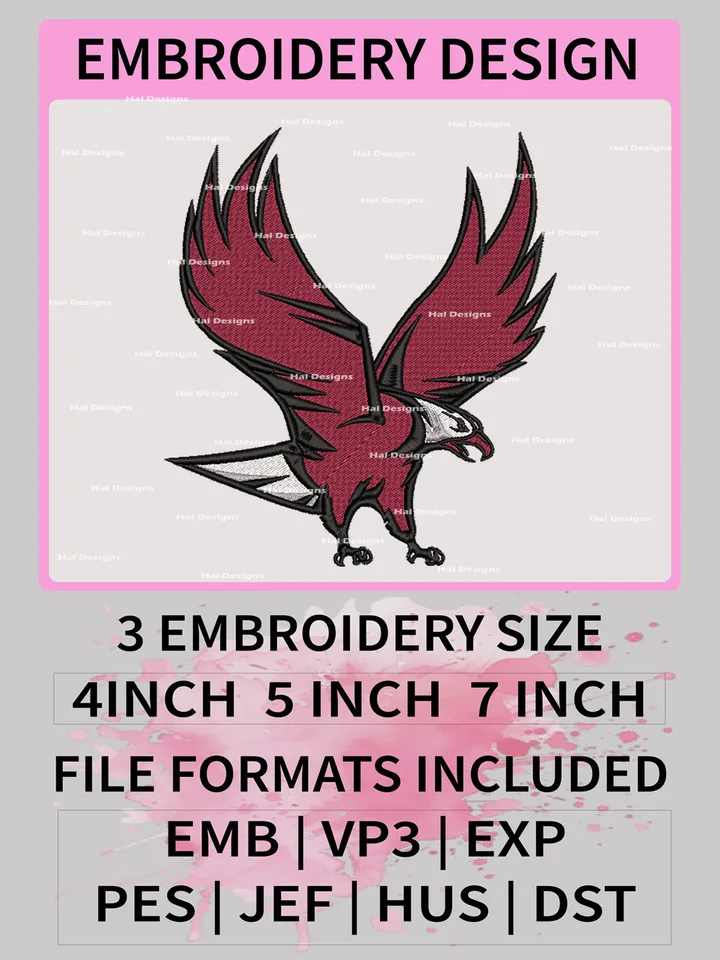 North Carolina Central Eagles Embroidery Designs, NCAA Logo Machine Embroidery Files, College Team Embroidery Patterns