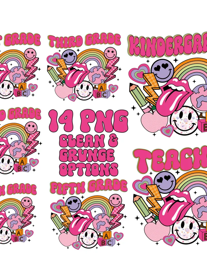 Grade Bundle Kindergarten png, First Grade png Teacher Png Retro Teacher Design Occupation Design Sublimation Art School Png Cute Teacher