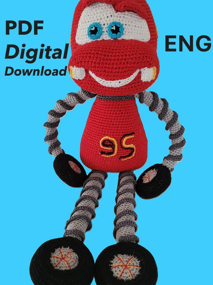 PDF Crochet PATTERN McQueen Lighting ("CARS")