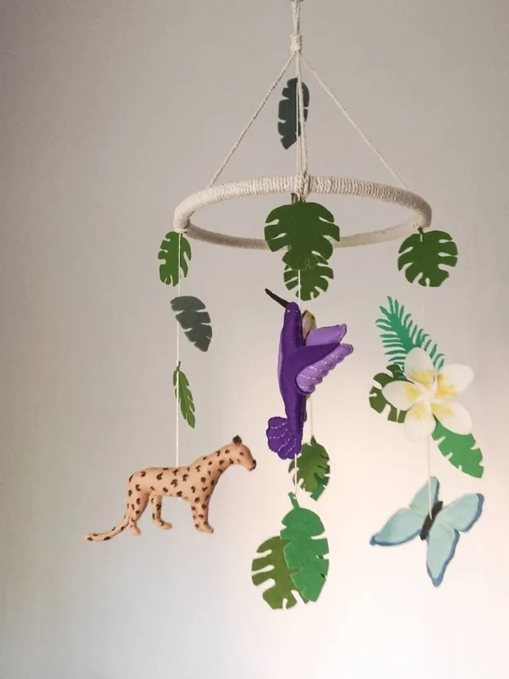 Tropical baby mobile, Nursery mobile animals, Crib hanging mobile,