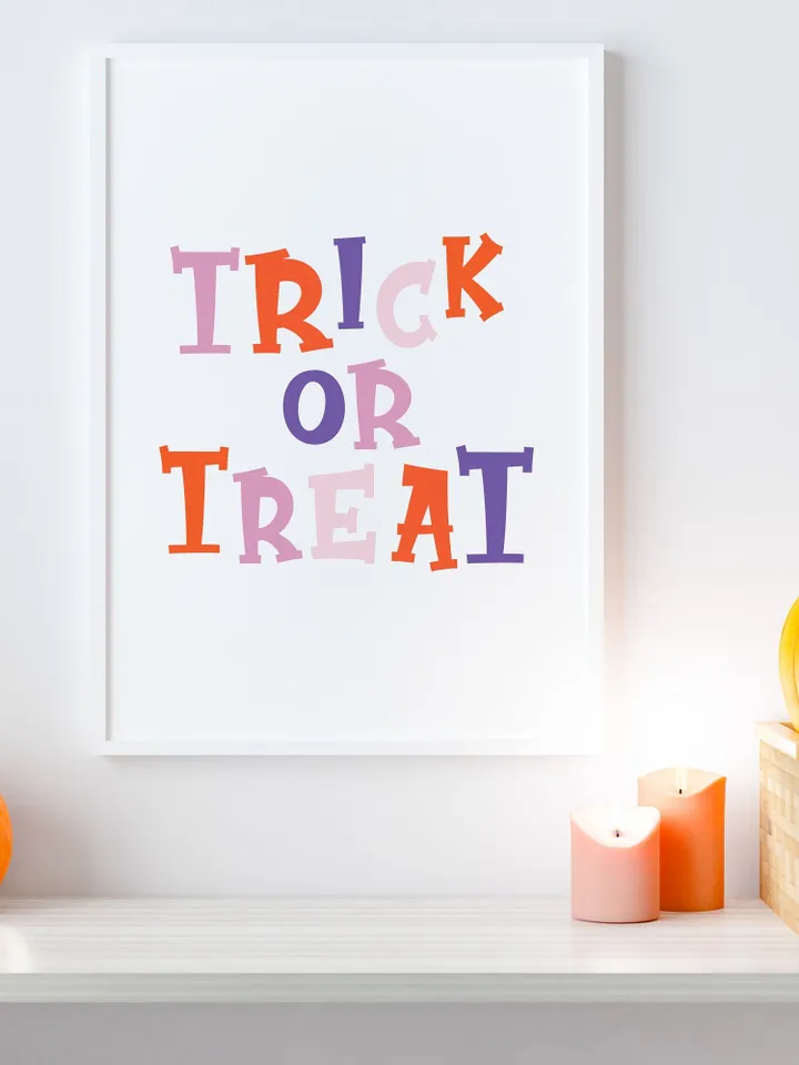 Halloween Wall Art, Pumpkin Decor, Trick or Treat Wall Art, Set Of 2, Printable Halloween Pumpkin Wall Print Wall Decor, Spooky Home Decor