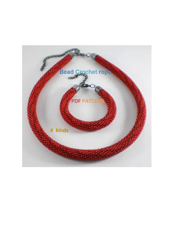 Bead Crochet Rope Necklace Bracelet patterns, pattern seed beads DIY, bead jewelery, Instant Download, PDF patterns