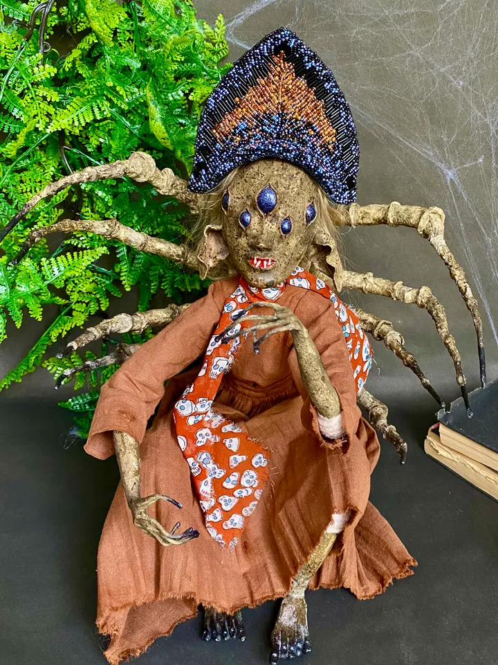 Spider woman . Art doll