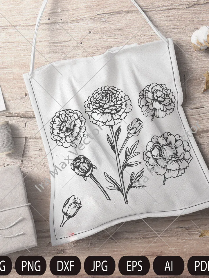 Marigold SVG Bundle, Marigold Flower svg, Marigold dxf, Marigold png, Marigold eps, Marigold vector, Marigold cut files, Marigold outline