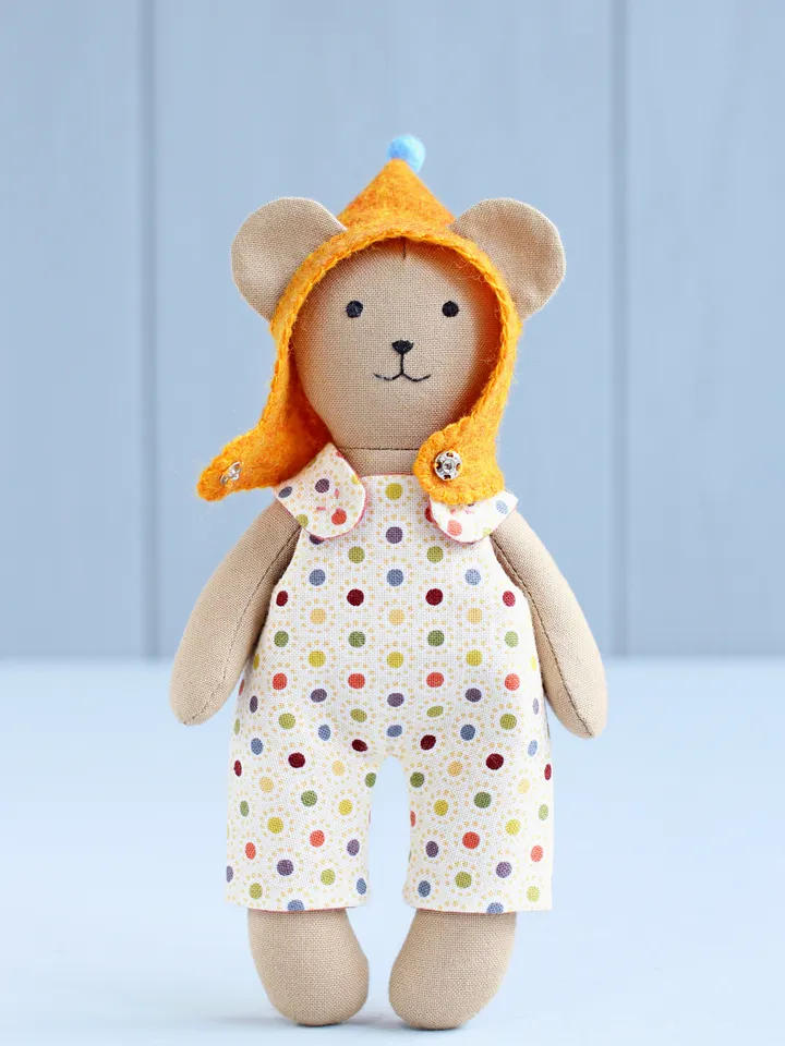 2 PDF Mini Bear Stuffed Animal with Baby Set and Hooded Sleeping Basket Sewing Patterns Bundle