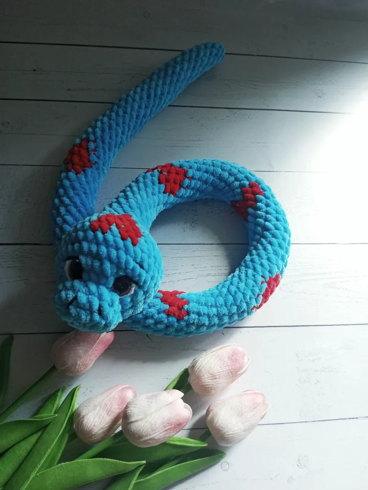 Snake plush crochet pattern No sew do it yourself Amigurumi tutorial PDF in English