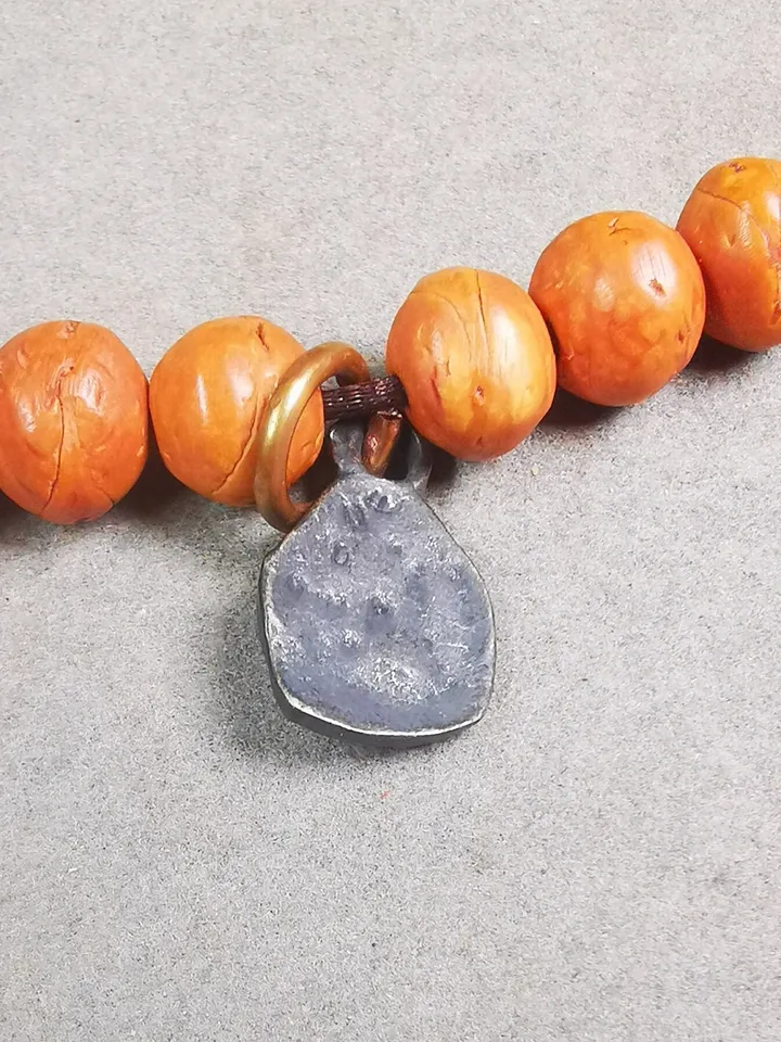 Gandhanra Handmade Tibetan Mala Pendant,Yellow Jambhala Amulet for Prayer Beads,Bag Hanging,0.7" × 0.4"