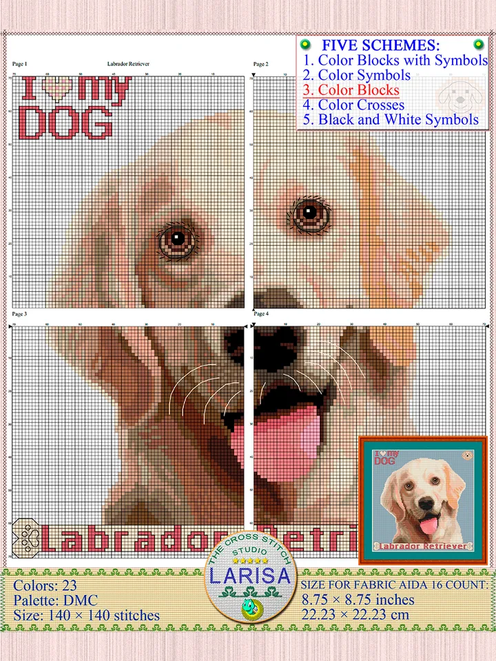 Labrador Cross Stitch Pattern | Yellow Lab