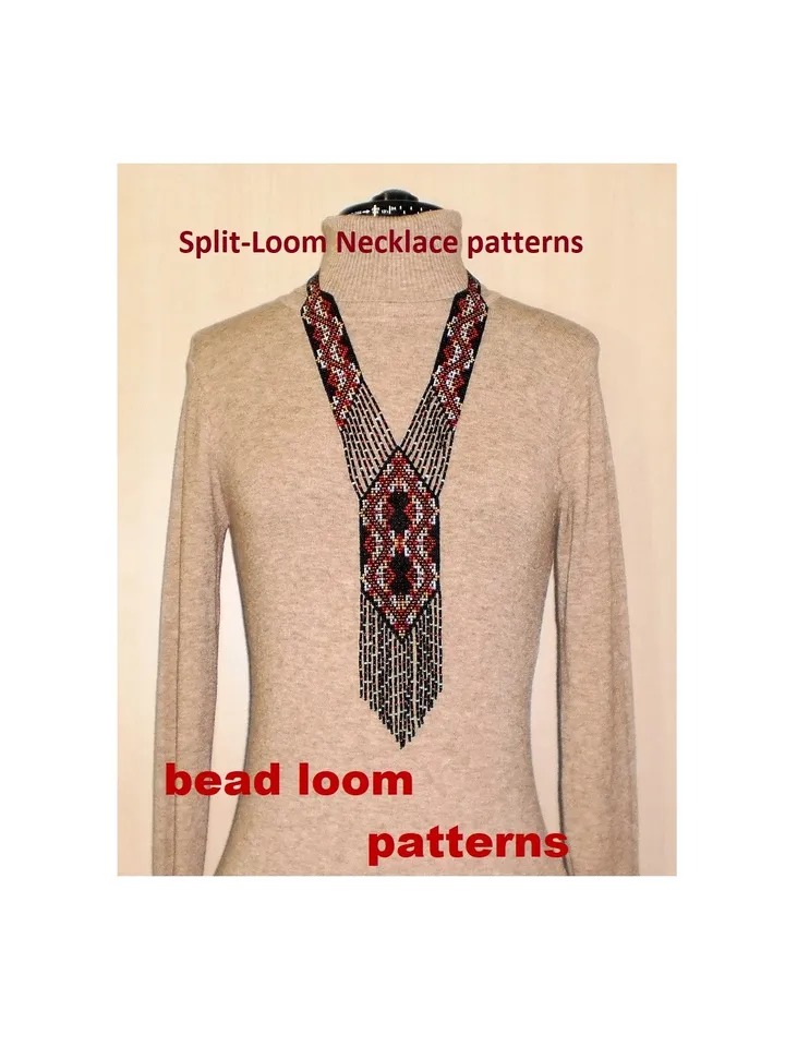 Bead loom patterns, schemes for a Gerdan-Split-Loom Necklace, Beading Loom only Pattern, Instant Download, PDF