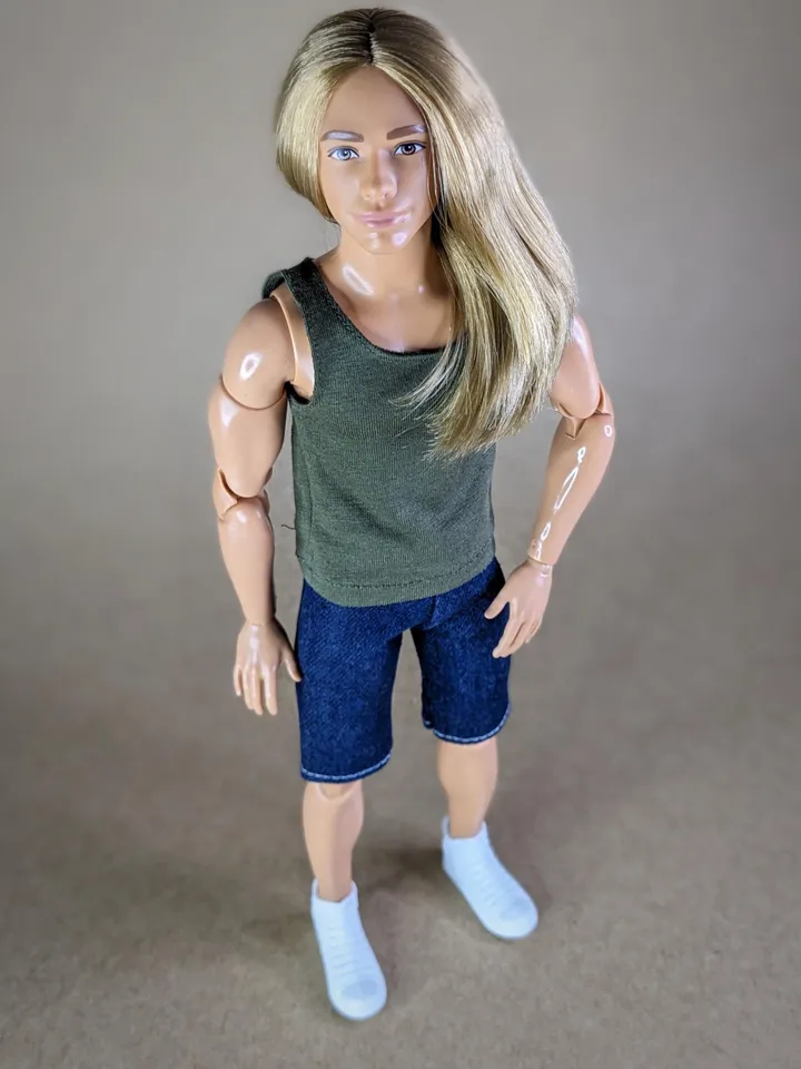 Olive tank top for 12 inch fashion male dolls