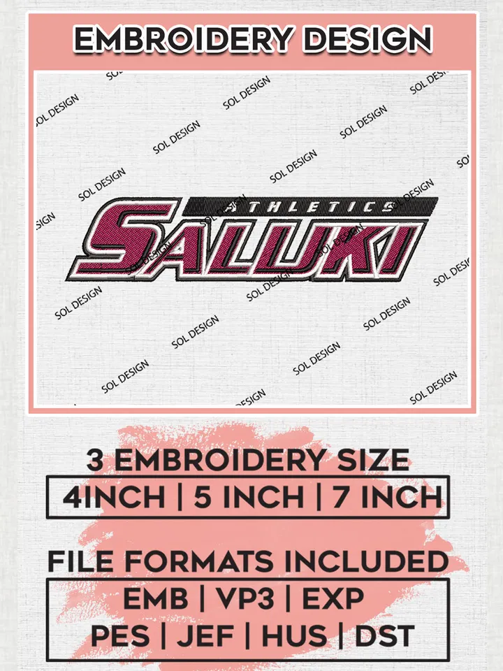 NCAA Salukis Team Athletics Logo embroidery designs, NCAA Southern Illinois Salukis Logo Machine embroidery files, NCAA Team Logo embroidery designs, NCAA Game Day Machine embroidery designs, Digital Download