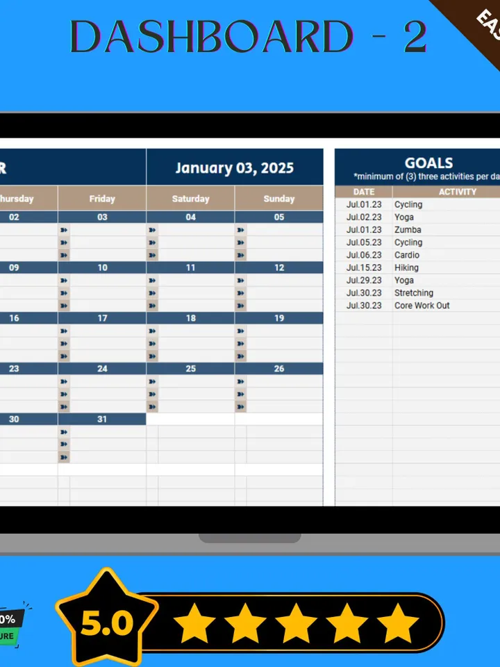 Workout Calendar Template, Editable Google Sheets, Fitness Planner for Scheduling and Tracking Exercise Routines